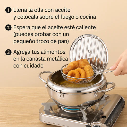 Olla Freidora Japonesa - Cocina crujiente y limpia, al estilo japonés 🇯🇵🍤