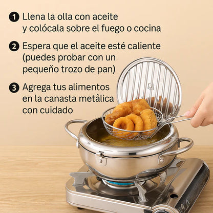 Olla Freidora Japonesa - Cocina crujiente y limpia, al estilo japonés 🇯🇵🍤